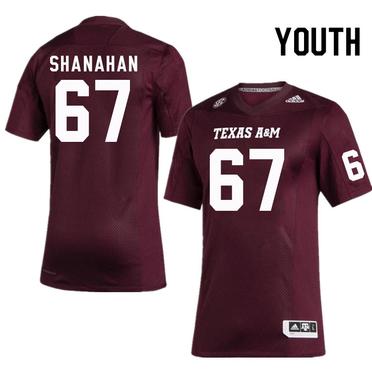 Youth #67 TJ Shanahan Texas A&M Aggies College Football Jerseys Stitched Sale-Maroon - Click Image to Close